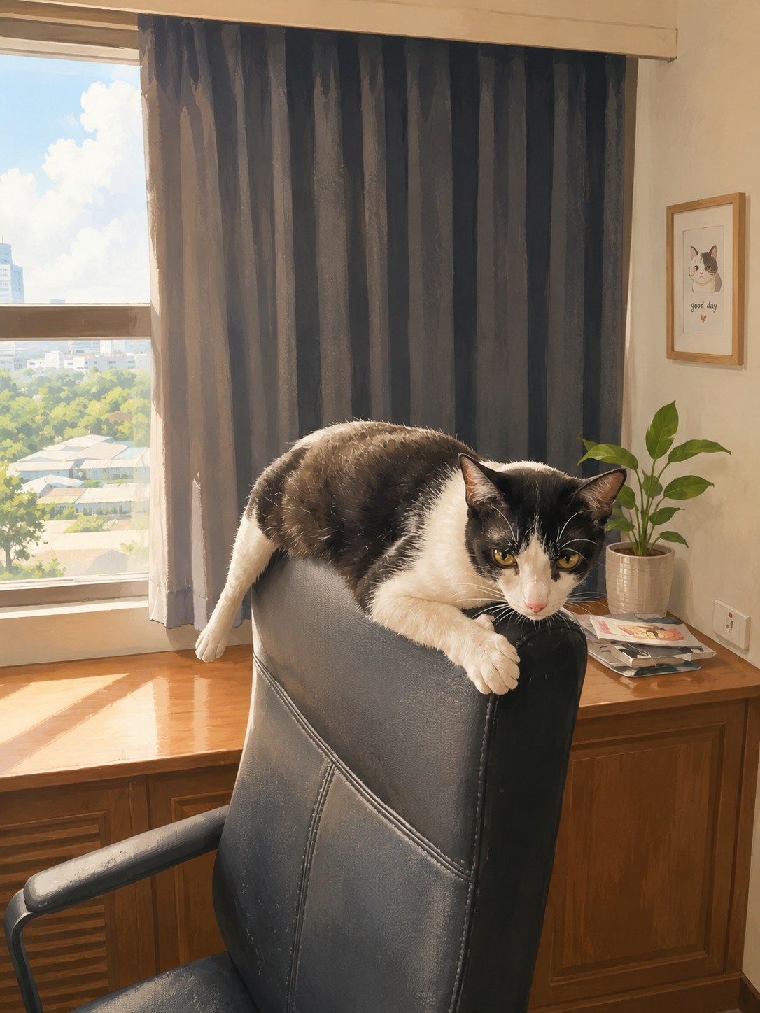 Jerry on an office chair